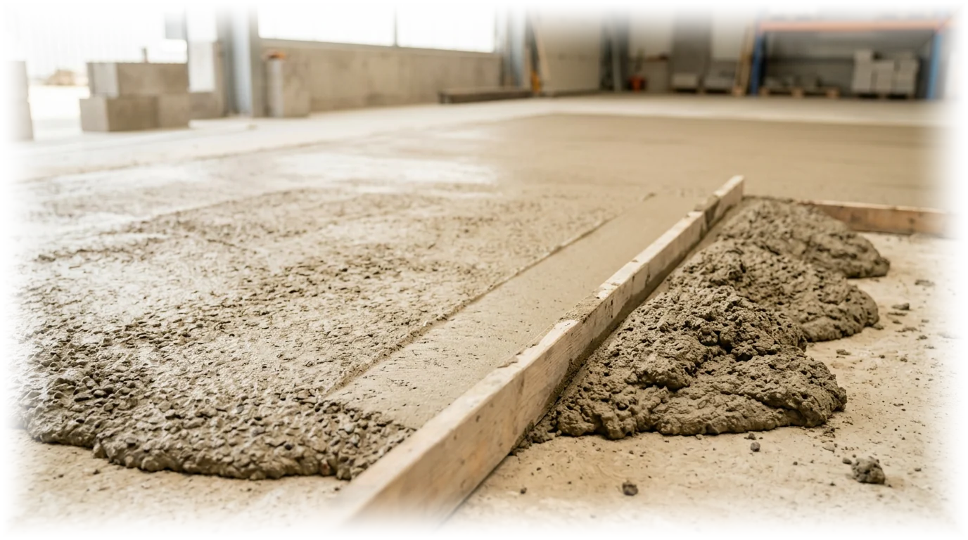 Maakostean betonin määrään vaikuttava pinta-ala ja kerrospaksuus työmaalla